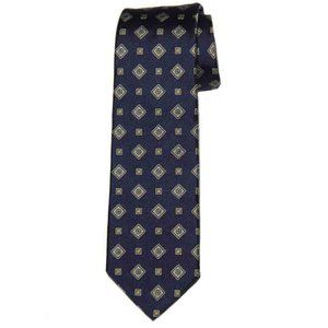 Brooks Brothers Italian Silk Tie Navy Blue Gold Men's